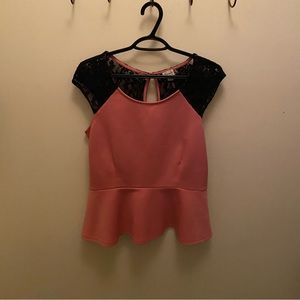 See through lace back and pink top from dynamite